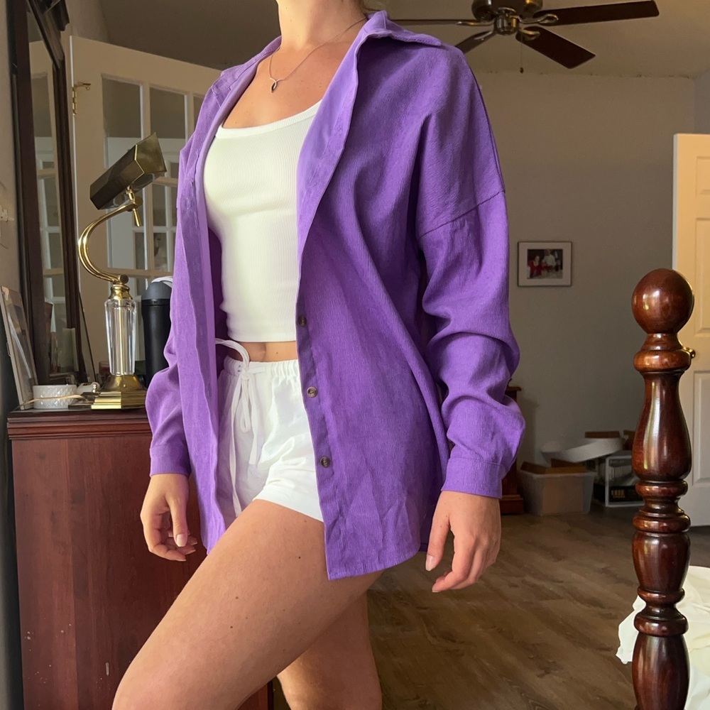 Chic Purple Women's Button-Down Shirt